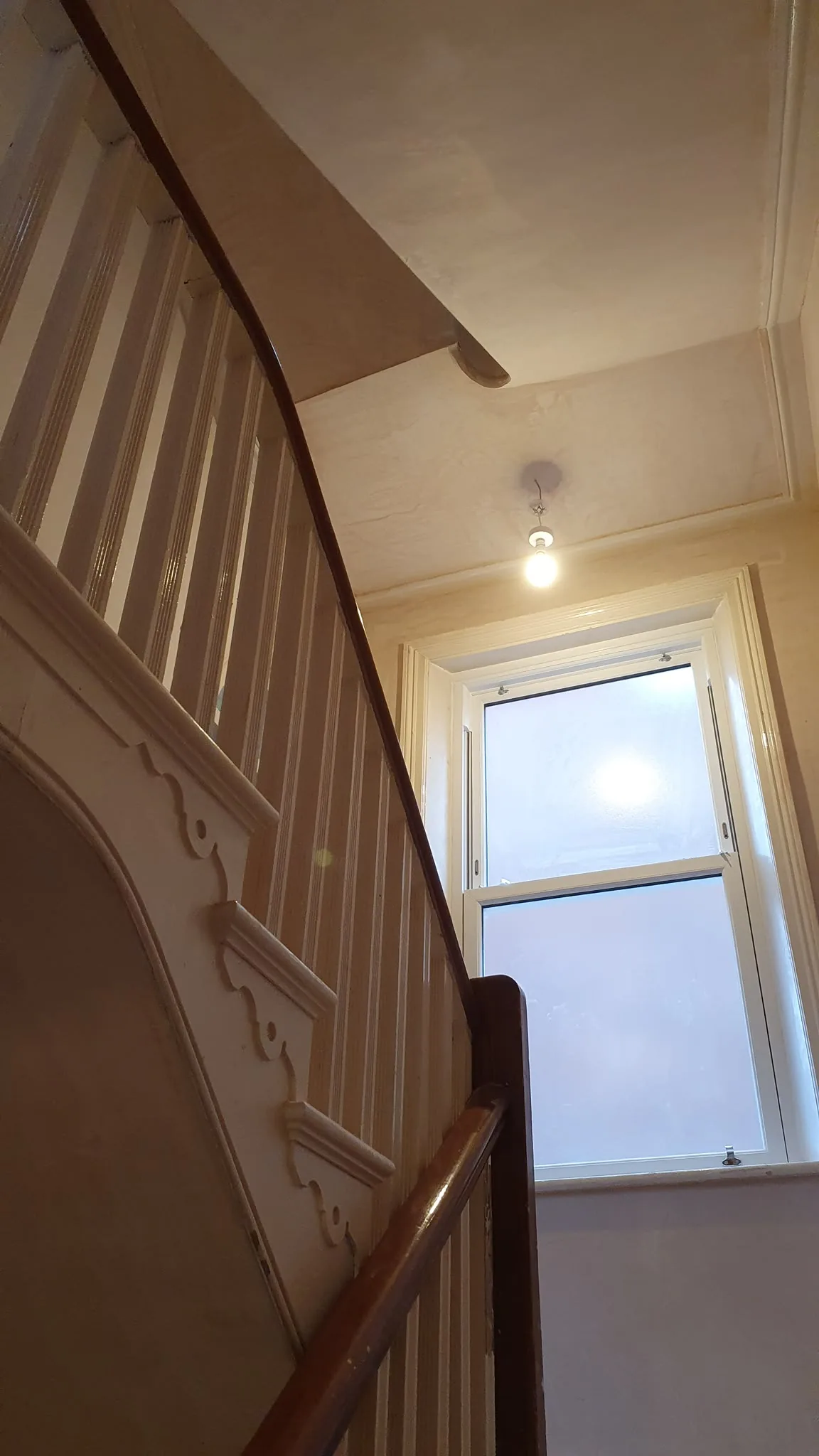 Decorative stair-string moulding restored in a Southport stairwell